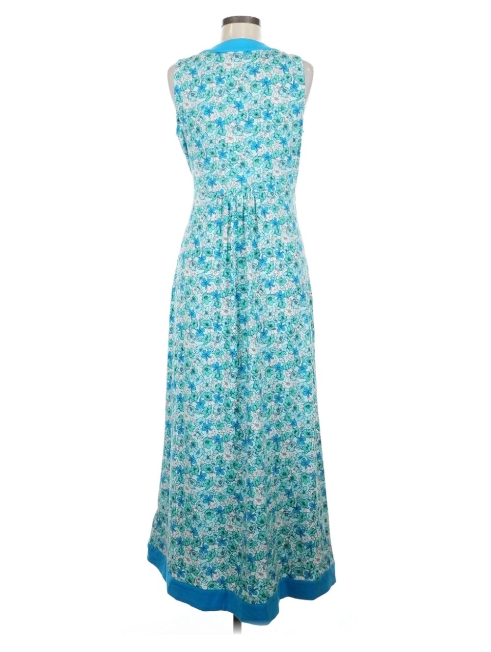 Lands' End Cotton Modal  Blend Floral  Faux  Wrap Surplice Sleeveless Maxi Dress - Picture 2 of 5